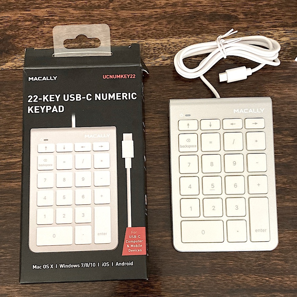 Numeric Keypad USB-C Macally Mac OS X / Windows 7,8,10 / iOS / Android
